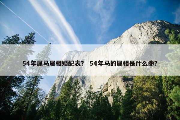 54年属马属相婚配表？ 54年马的属相是什么命？