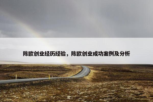 陈欧创业经历经验，陈欧创业成功案例及分析