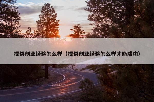 提供创业经验怎么样（提供创业经验怎么样才能成功）