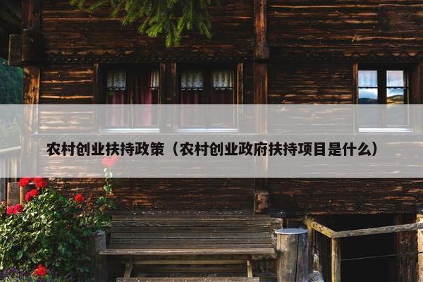 农村创业扶持政策（农村创业政府扶持项目是什么）