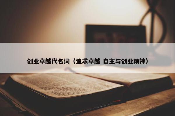 创业卓越代名词（追求卓越 自主与创业精神）