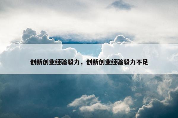 创新创业经验毅力，创新创业经验毅力不足
