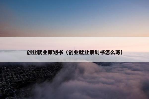 创业就业策划书（创业就业策划书怎么写）