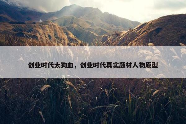 创业时代太狗血，创业时代真实题材人物原型