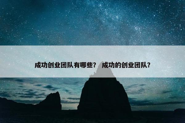成功创业团队有哪些？ 成功的创业团队？