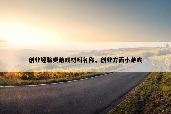 创业经验类游戏材料名称，创业方面小游戏