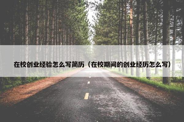 在校创业经验怎么写简历（在校期间的创业经历怎么写）
