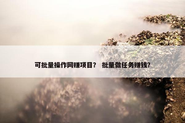可批量操作网赚项目？ 批量做任务赚钱？