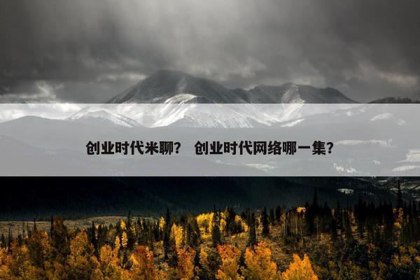 创业时代米聊？ 创业时代网络哪一集？