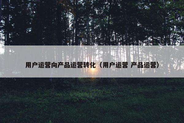 用户运营向产品运营转化（用户运营 产品运营）