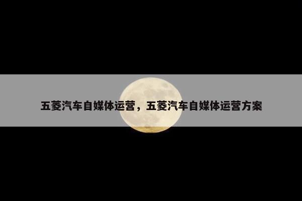 五菱汽车自媒体运营，五菱汽车自媒体运营方案