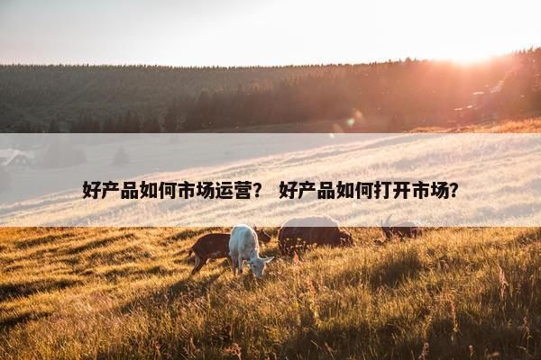 好产品如何市场运营？ 好产品如何打开市场？