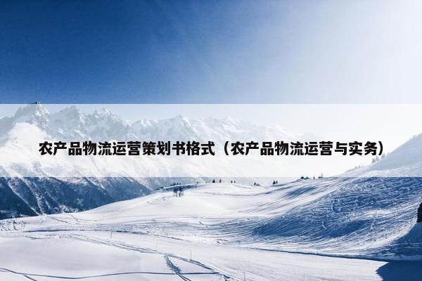 农产品物流运营策划书格式（农产品物流运营与实务）