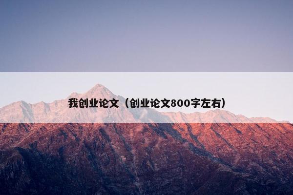 我创业论文（创业论文800字左右）