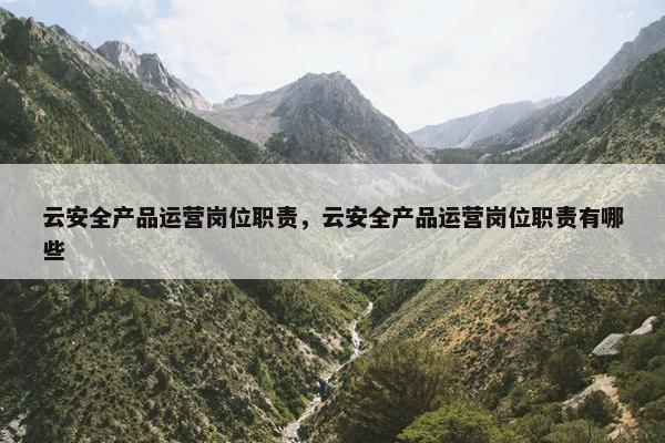 云安全产品运营岗位职责，云安全产品运营岗位职责有哪些