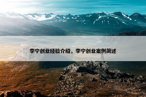 李宁创业经验介绍，李宁创业案例简述