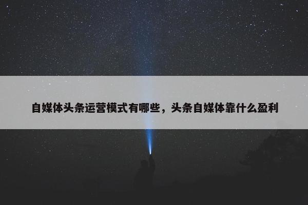 自媒体头条运营模式有哪些，头条自媒体靠什么盈利