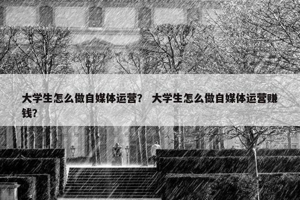 大学生怎么做自媒体运营？ 大学生怎么做自媒体运营赚钱？