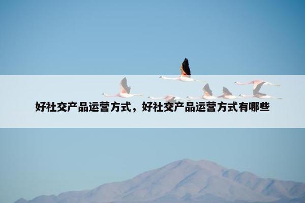 好社交产品运营方式，好社交产品运营方式有哪些