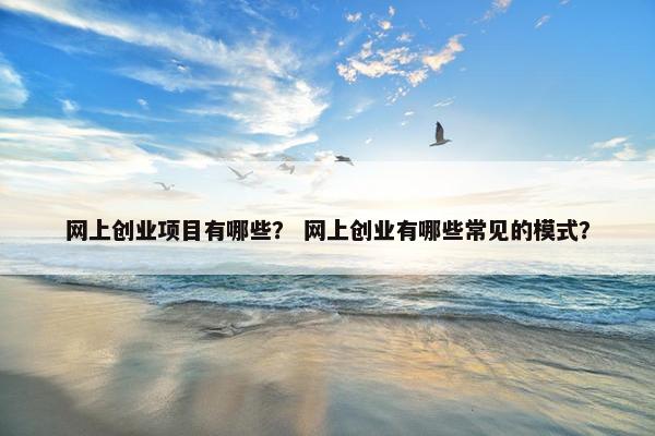网上创业项目有哪些？ 网上创业有哪些常见的模式？