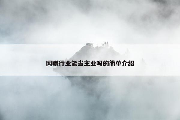 网赚行业能当主业吗的简单介绍