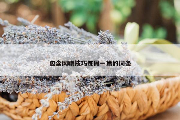 包含网赚技巧每周一篇的词条