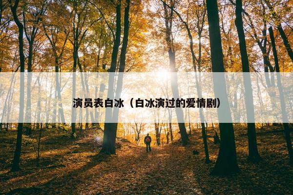 演员表白冰（白冰演过的爱情剧）