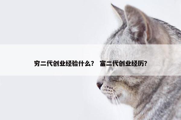 穷二代创业经验什么？ 富二代创业经历？