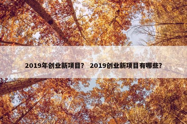 2019年创业新项目？ 2019创业新项目有哪些？