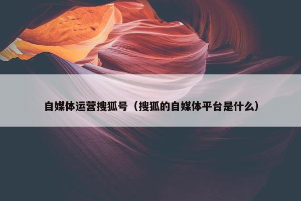 自媒体运营搜狐号（搜狐的自媒体平台是什么）