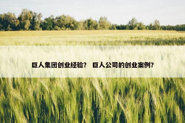 巨人集团创业经验？ 巨人公司的创业案例？