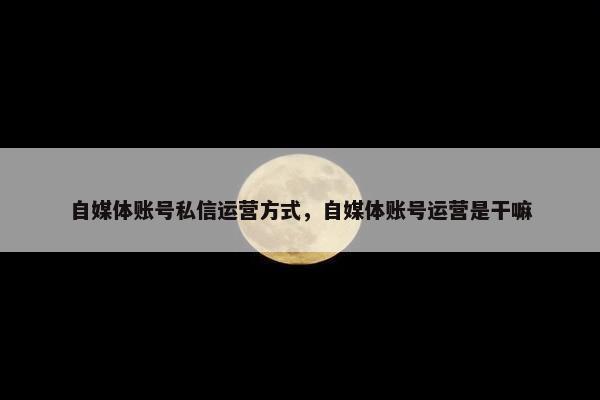 自媒体账号私信运营方式，自媒体账号运营是干嘛