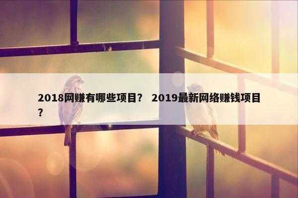 2018网赚有哪些项目？ 2019最新网络赚钱项目？