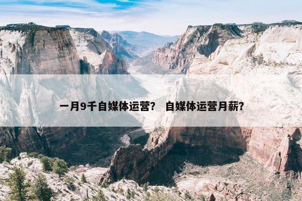 一月9千自媒体运营？ 自媒体运营月薪？