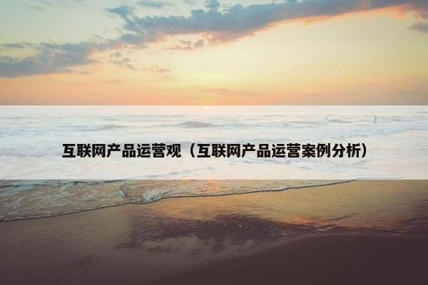 互联网产品运营观（互联网产品运营案例分析）