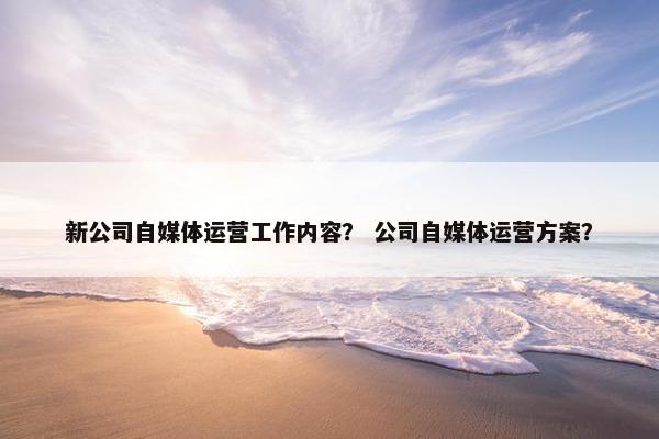新公司自媒体运营工作内容？ 公司自媒体运营方案？