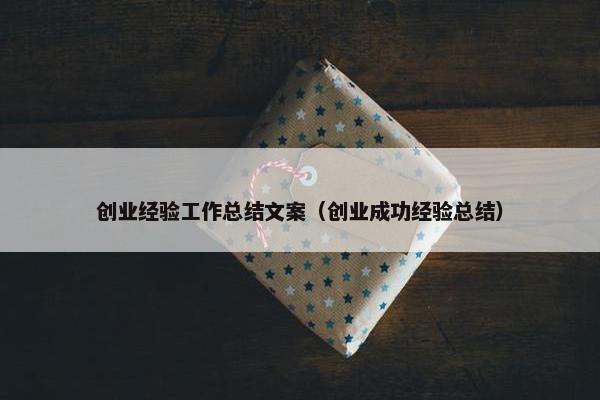 创业经验工作总结文案（创业成功经验总结）