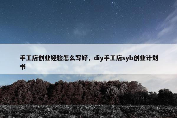 手工店创业经验怎么写好，diy手工店syb创业计划书