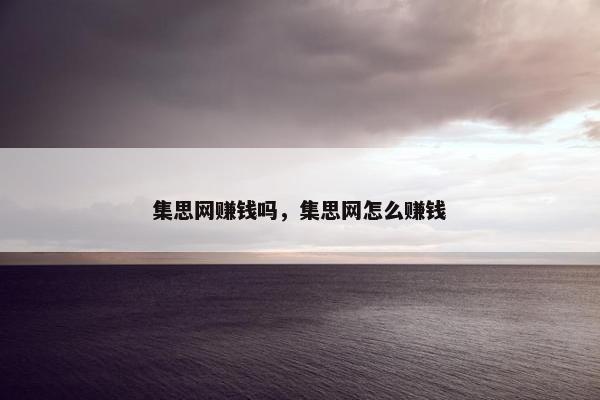 集思网赚钱吗，集思网怎么赚钱