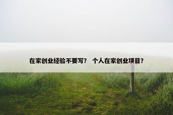 在家创业经验不要写？ 个人在家创业项目？
