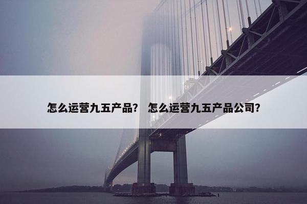 怎么运营九五产品？ 怎么运营九五产品公司？