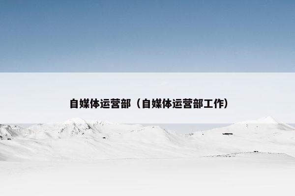 自媒体运营部（自媒体运营部工作）