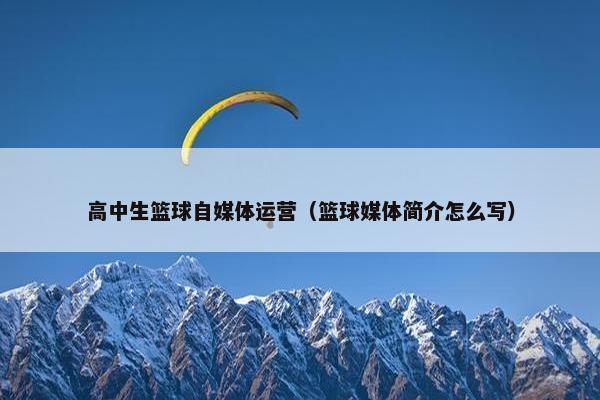 高中生篮球自媒体运营（篮球媒体简介怎么写）