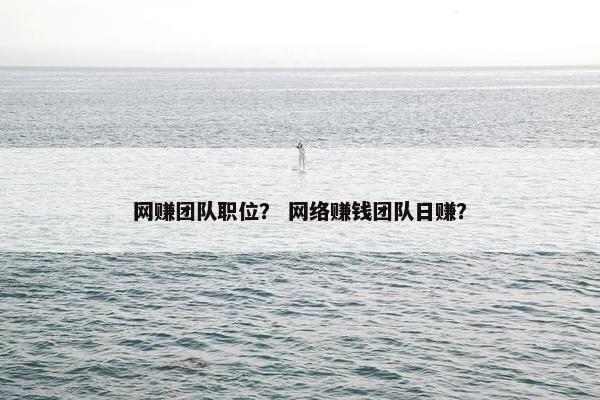 网赚团队职位？ 网络赚钱团队日赚？