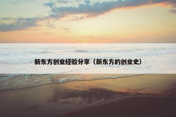 新东方创业经验分享（新东方的创业史）