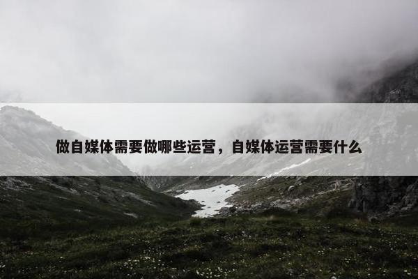 做自媒体需要做哪些运营，自媒体运营需要什么