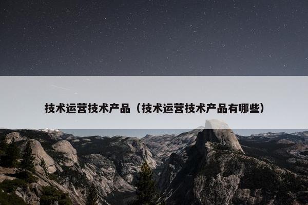 技术运营技术产品（技术运营技术产品有哪些）