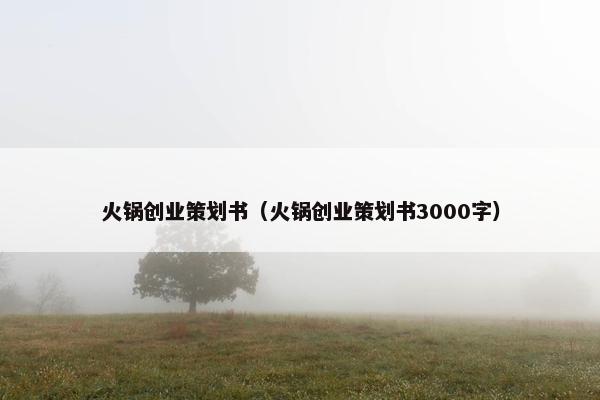 火锅创业策划书（火锅创业策划书3000字）
