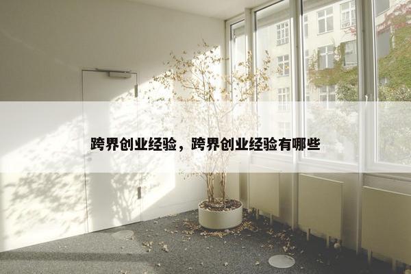 跨界创业经验，跨界创业经验有哪些