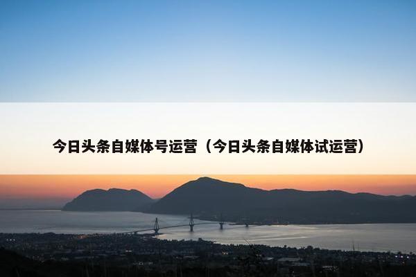 今日头条自媒体号运营（今日头条自媒体试运营）